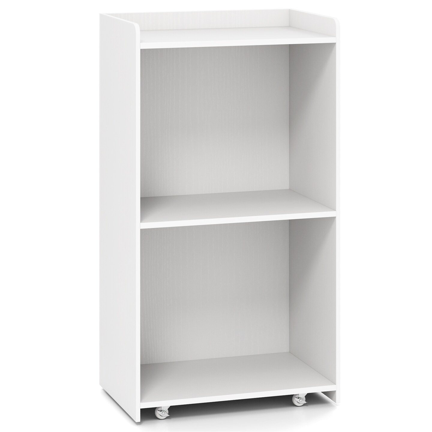 Lectern Rolling Podium Stand with 2 Storage Shelves and 4 Universal Wheels