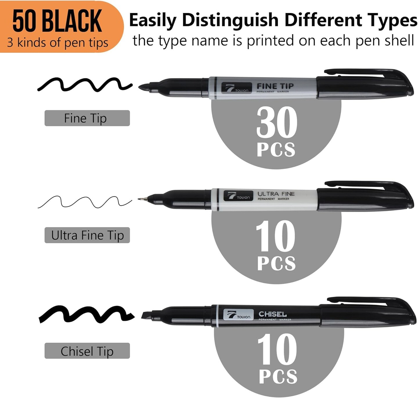 100 Pack Permanent Markers Bulk - 50 Assorted Colors + 50 Black Waterproof Quick Drying Colored Pens Set for Classroom Home Office School Supplies, Adults Coloring Marking