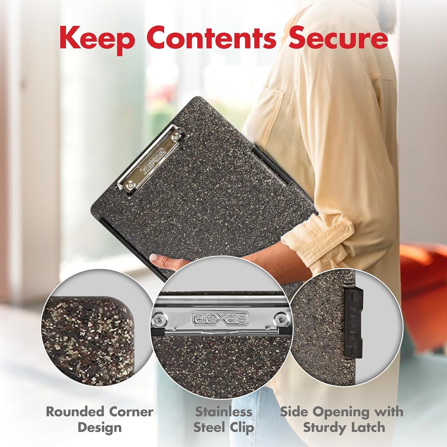 Slimcase 2 Plastic Clipboard with Storage and Side Opening, Heavy Granite, Office Supplies Clipboards to Organize, Carry and Store, A4 Holder, Nursing Clipboards