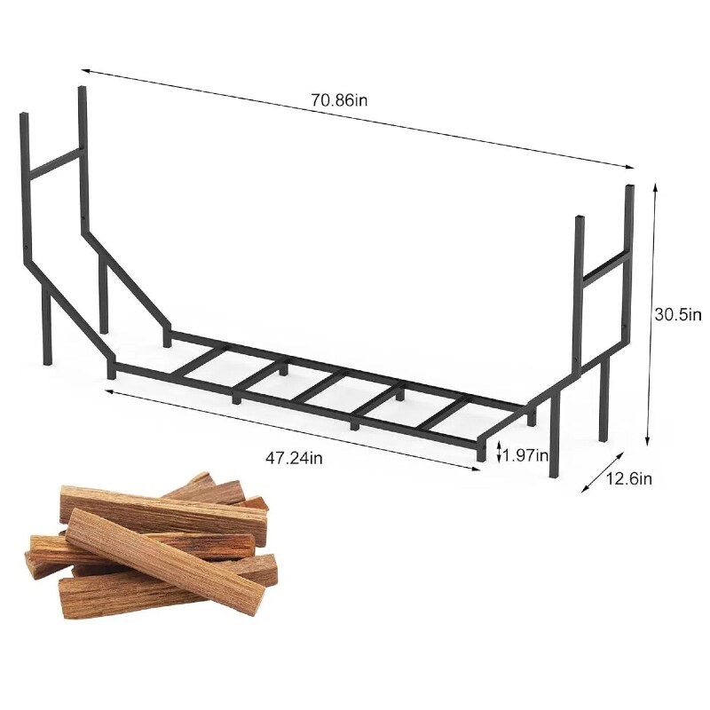 6FT Heavy-Duty Outdoor/Indoor Firewood Rack &#x2013; Large Capacity Log Holder for Fireplace, Fire Pit, or Garage, Weather-Resistant Metal Storage with Elevated Base