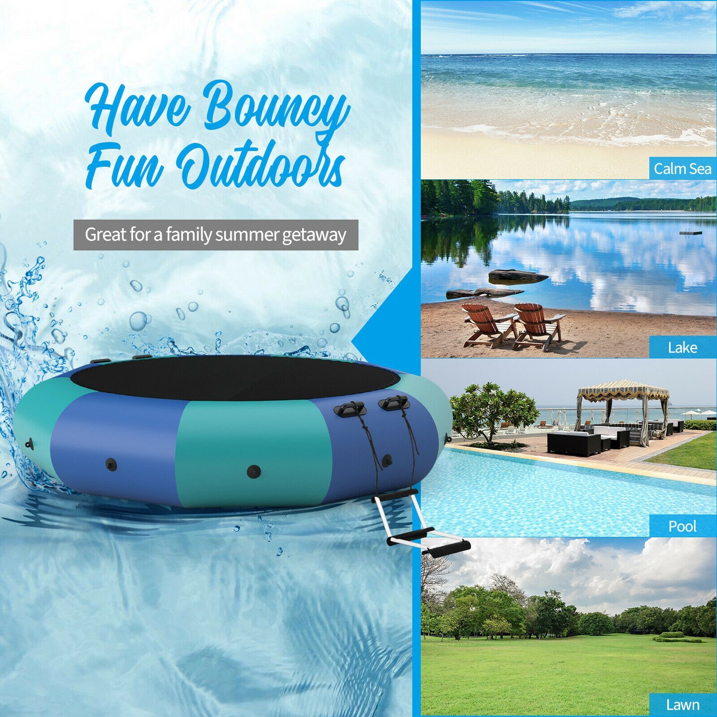 PVC Inflatable Water Trampoline with Large Bouncing Area