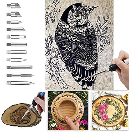 Wood Burning Tips Set and Stencils, Pyrography Wood Burning Alphabet Numbers Symbols Stamps Set&#xFF08; Include 53 Assorted Wood Burning/Carving/Embossing &#x26; Soldering Tips and 8 Stencils&#xFF09;