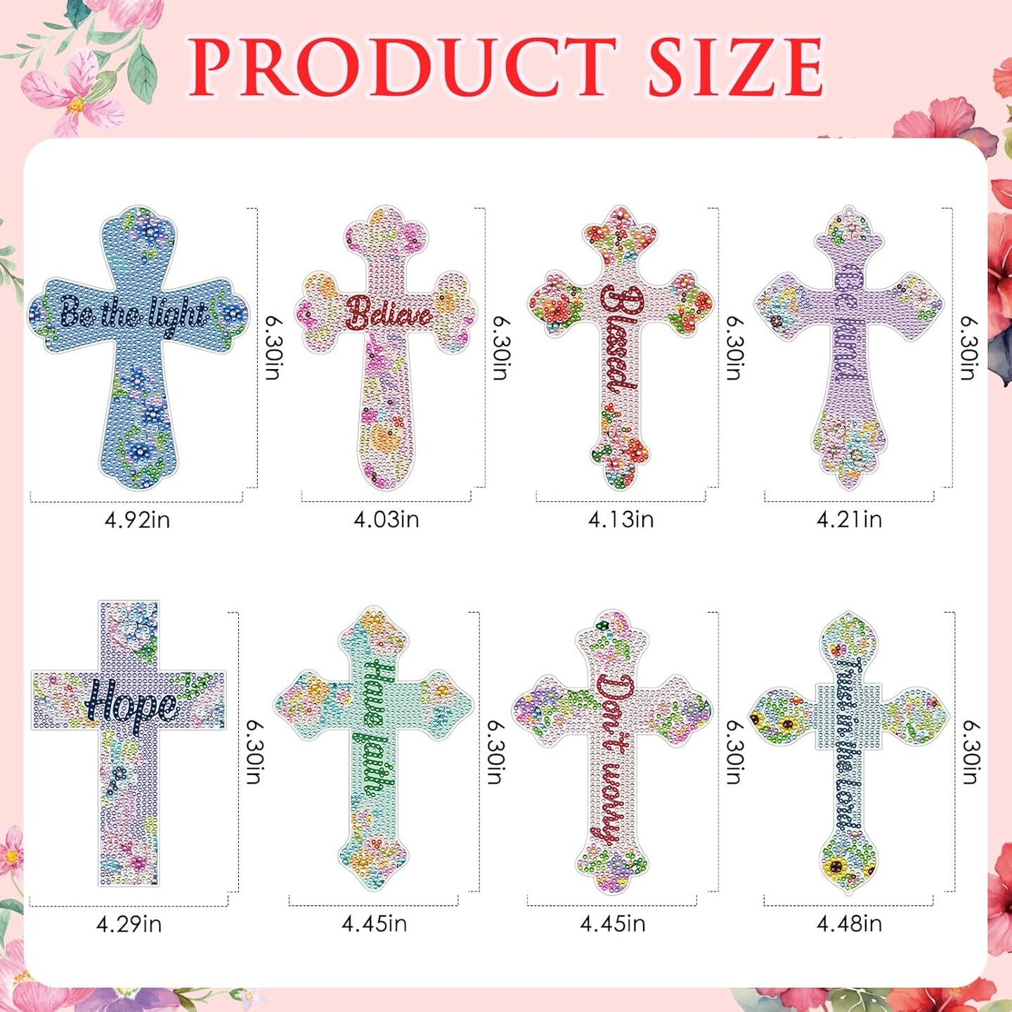 8PCS Cross Diamond Painting Bookmarks – 5D Rhinestone Bible Verse DIY Crafts & Christian Gifts