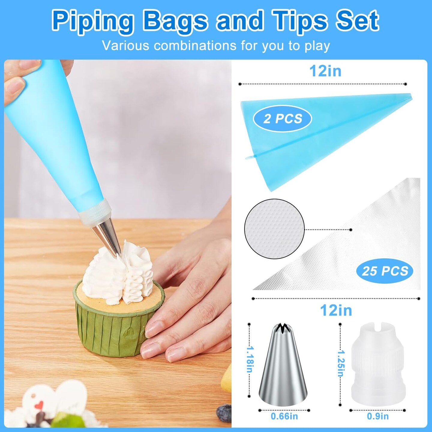 112Pcs Cake Decorating Supplies Kit, Included Cake Turntable, Cake Leveler, 54 Numbered Icing Piping Tips, 2 Spatulas, 3 Scraper, 30+2 Piping Bags, Mother&#x27;s Day Gift Ideas