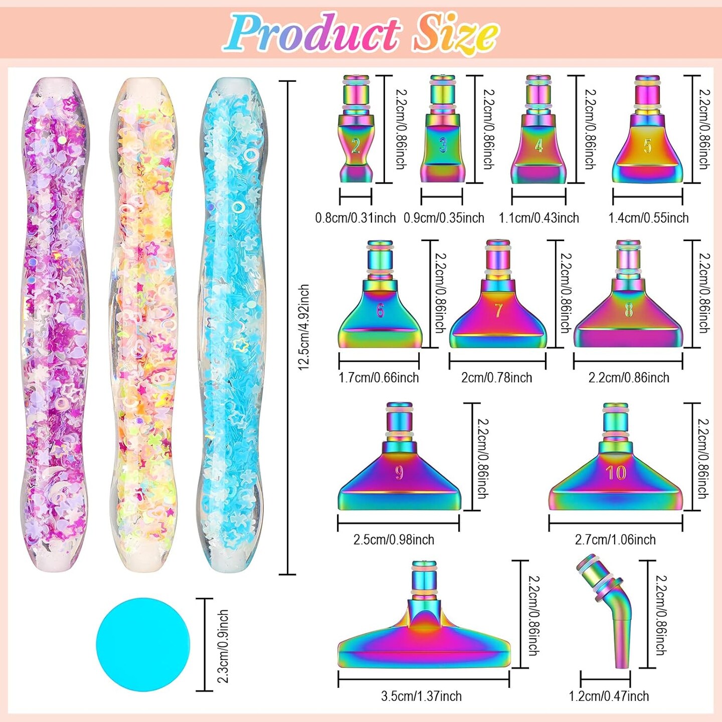 22-piece luminous painting pen kit for DIY art, including metal pen tips, rhinestone picker tools with tips and wax, ideal accessories for adult paint-by-number projects