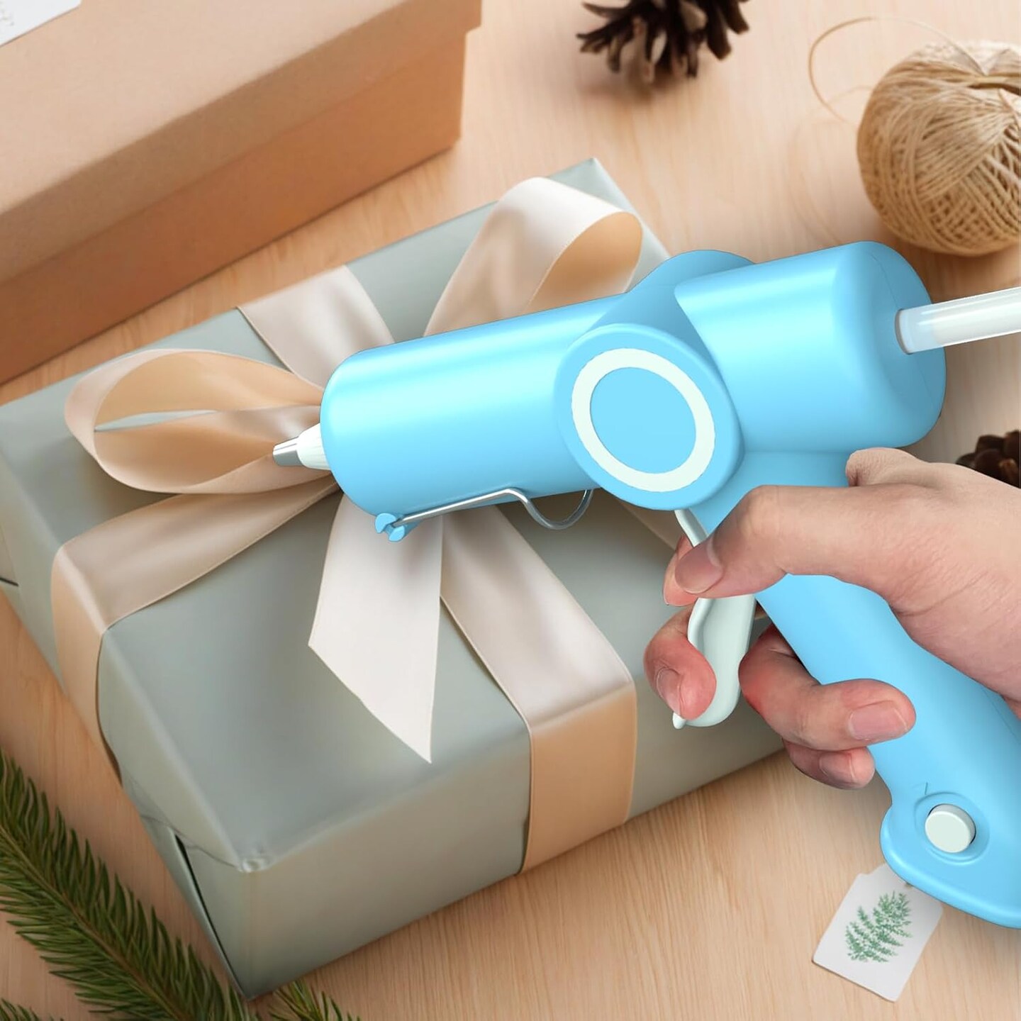 20W Blue Hot Glue Gun Kit with 30 Clear Glue Sticks AC-Powered DIY Projects Home Repairs Fast Heating Drip-Free Precision Tool Set (Series HJ047)