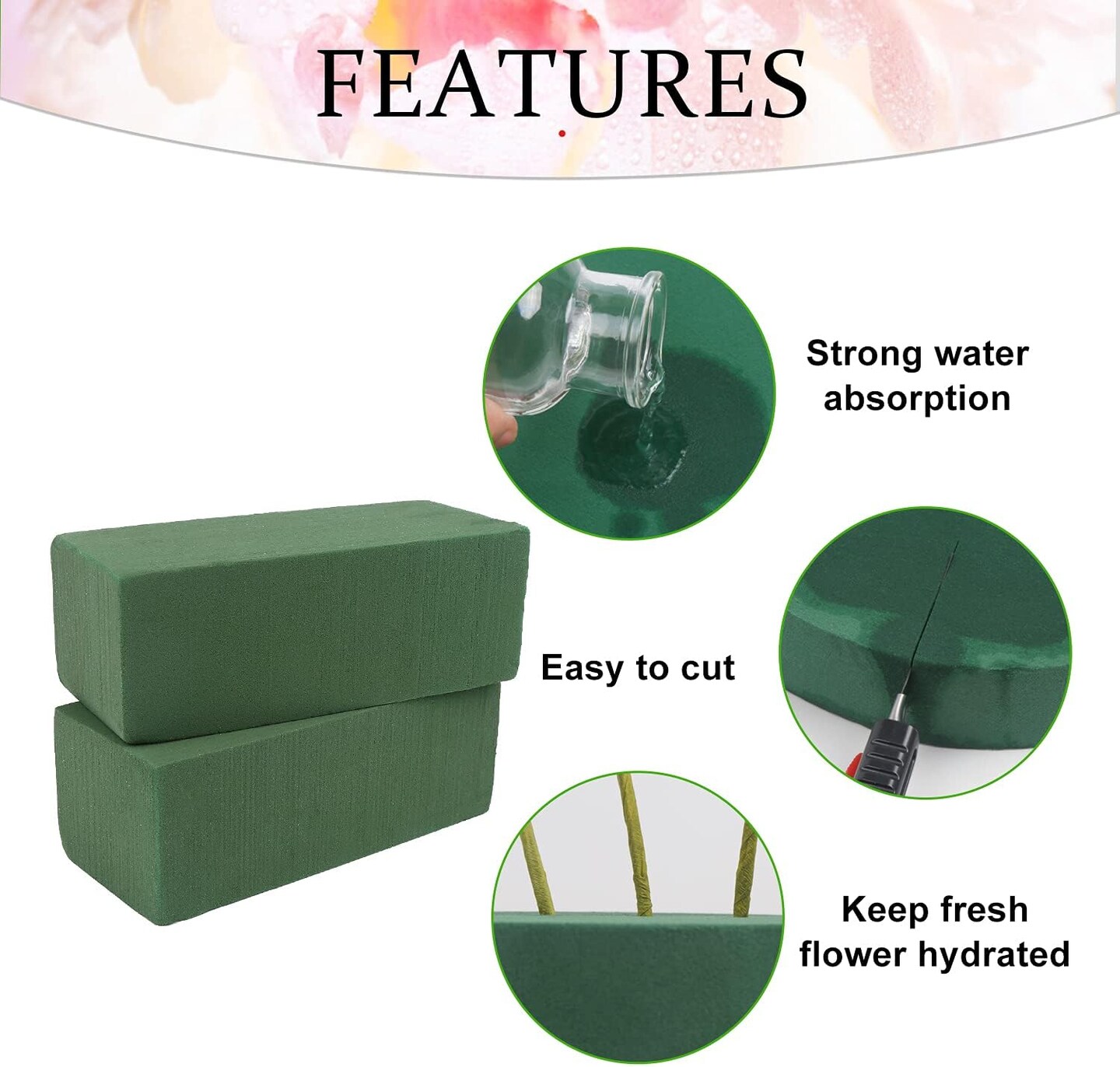 5PCS Wet Floral Foam Bricks,Florist Green Blocks Supplies for Flower Arrangement DIY Craft