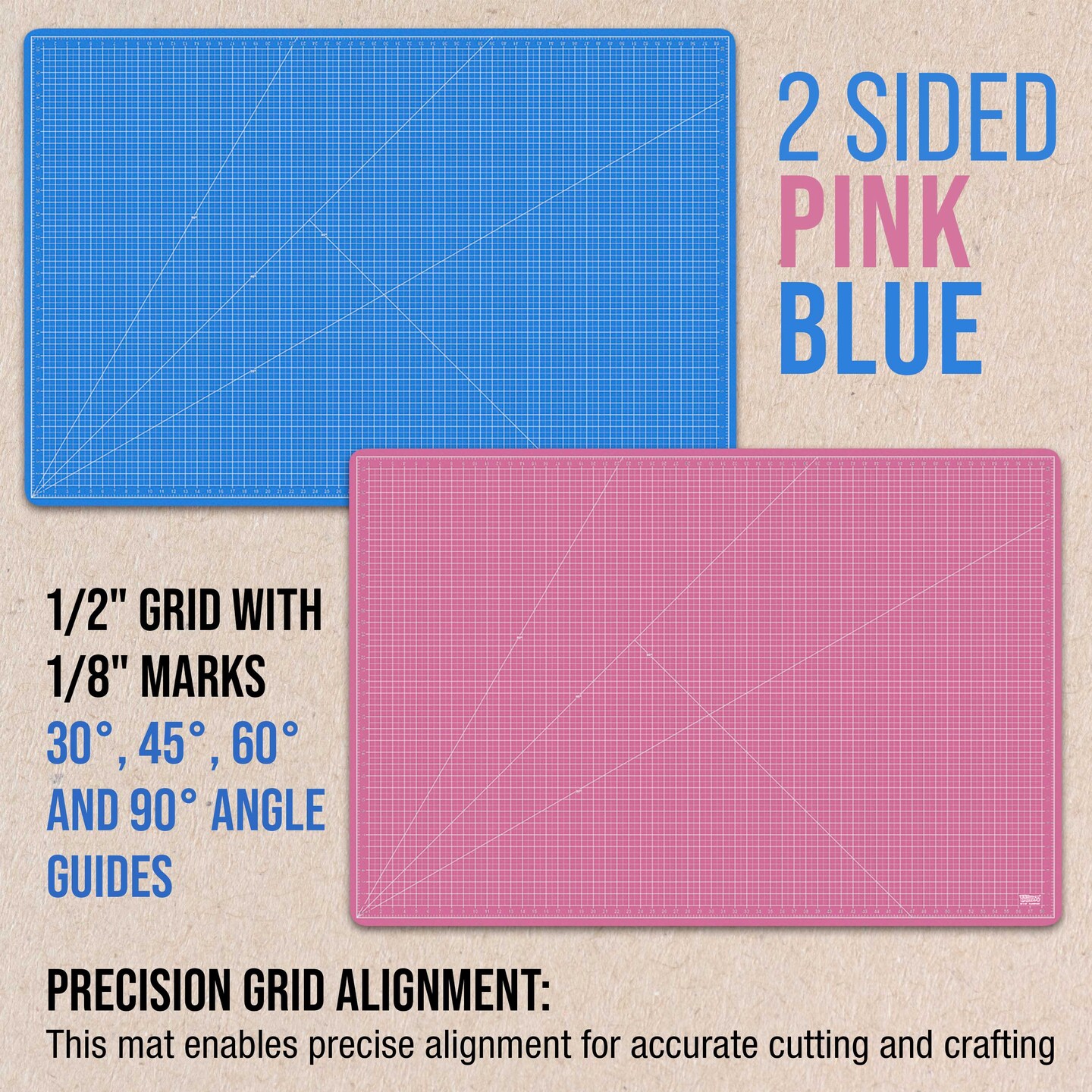 40&#x22; x 60&#x22; Pink/Blue Professional Self Healing 5-Ply Double Sided Durable Non-Slip Cutting Mat Great for Scrapbooking Quilting Sewing Arts &#x26; Crafts