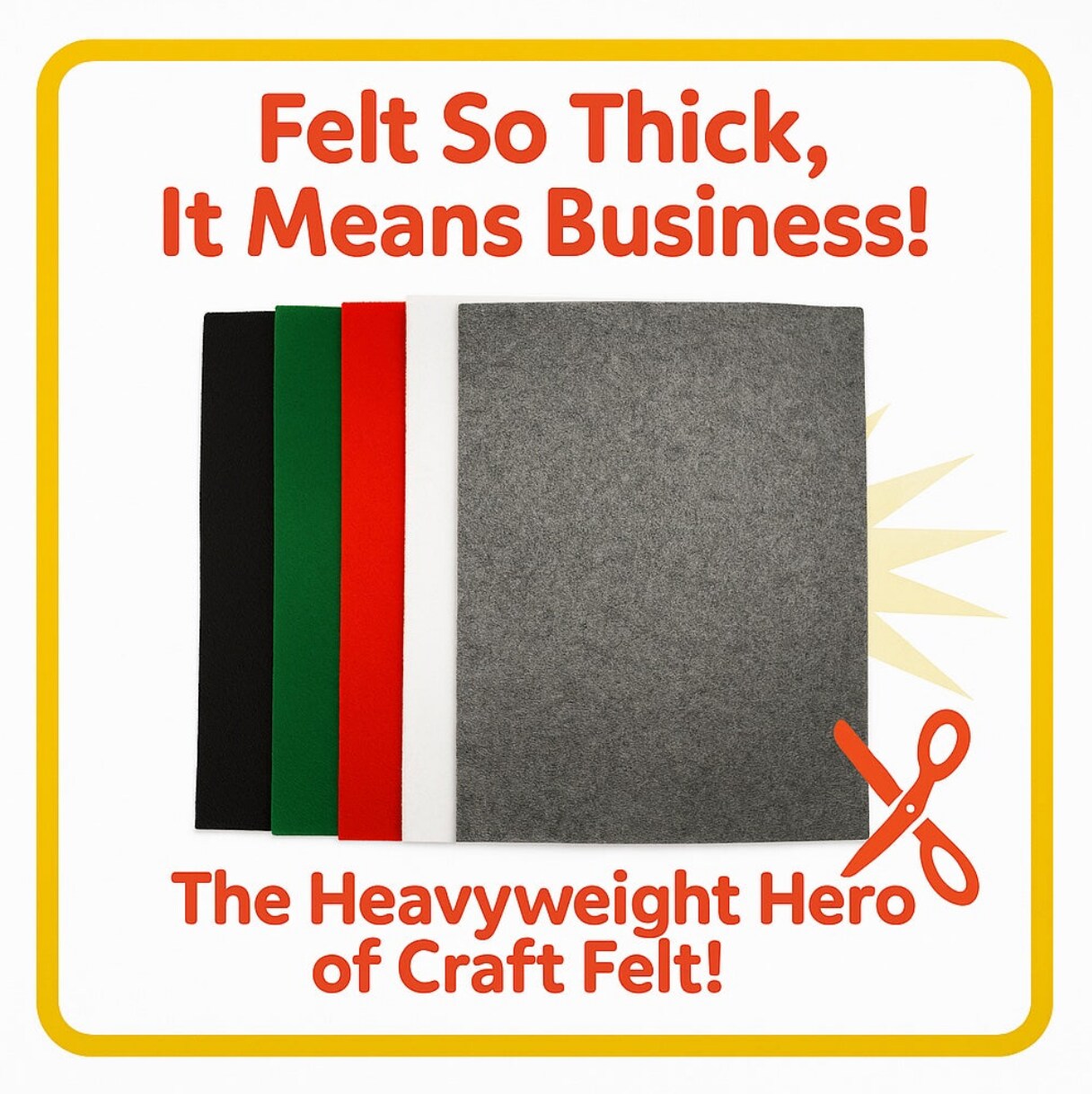 3.2mm Thick Acrylic Felt Sheets – 12" x 18" Multi-Color or Single Color Options