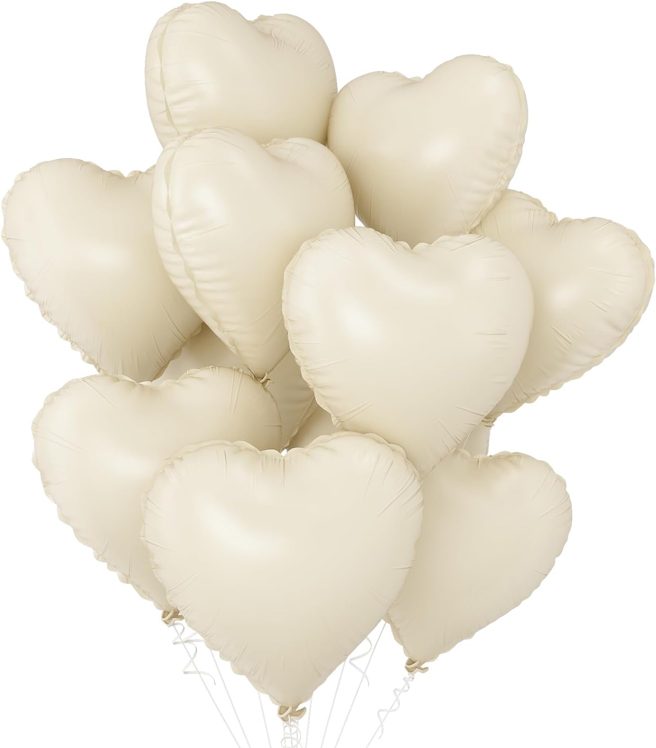 White Heart Balloons,10Pcs Cream White Foil Heart Shaped Balloons,18Inch Beige Helium Mylar Balloons for Valentines,Engagement,Brithday,Baby Shower,Wedding Party Decorations