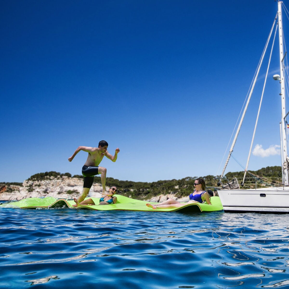 XPE Foam Floating Water Pad for 4-6 People, Anti-Puncture and Easy Storage