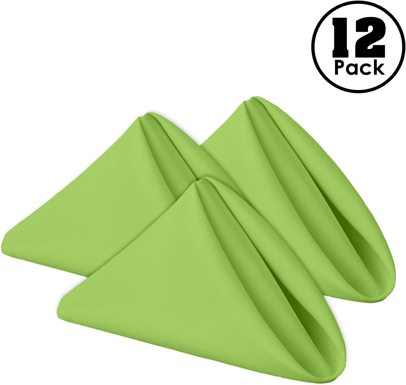 Set of 12 Apple Green Cloth Napkins, 17×17 in, Soft & Washable with Hemmed Edges