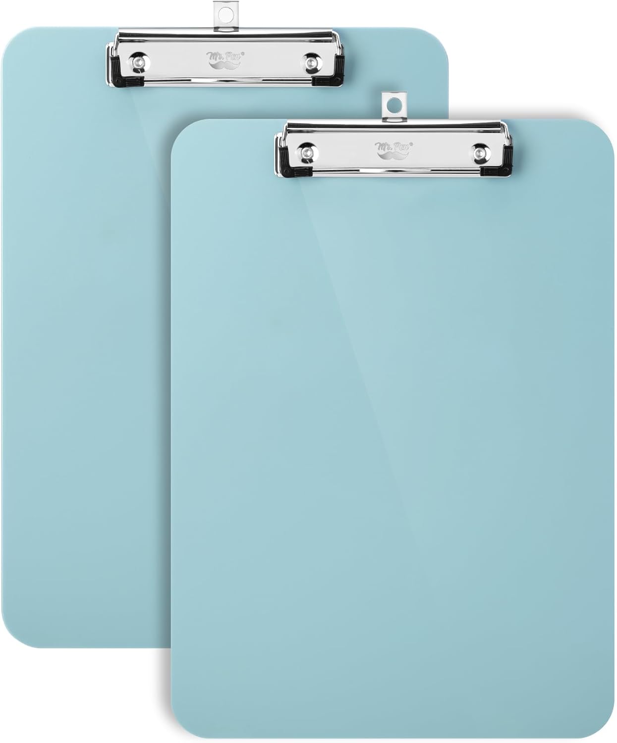 2-Pack Plastic Clipboards – 12.5×9 in, Low-Profile Metal Clip with Hanging Hole