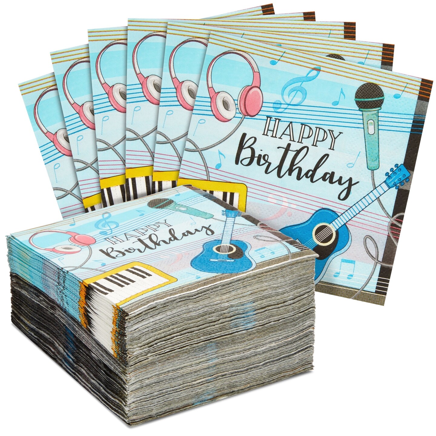 100 Pack Music Notes Paper Napkins for Music Themed Party Decorations (5x5 In)