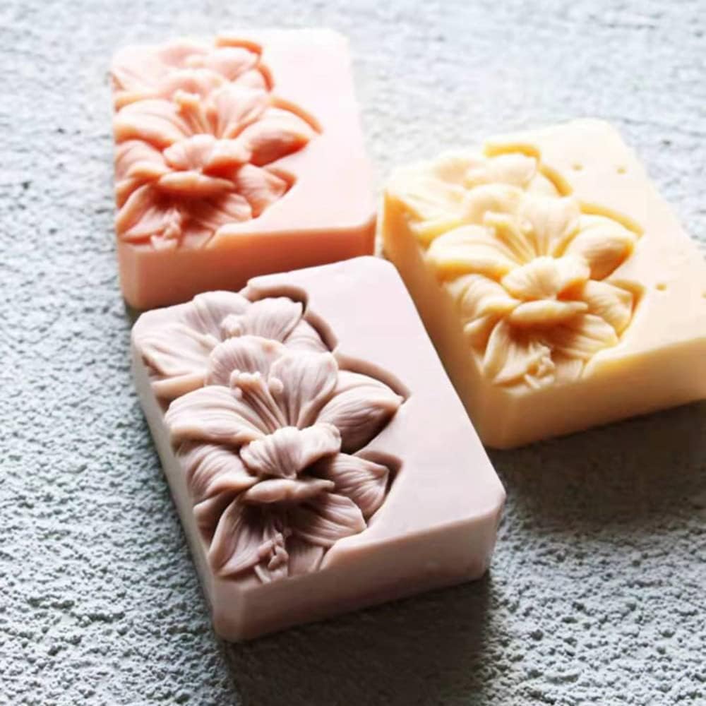 3 Holes Lily Flower Soap Mold Natural Soap Mould Handmade Silicone Molds for Soap Making DIY