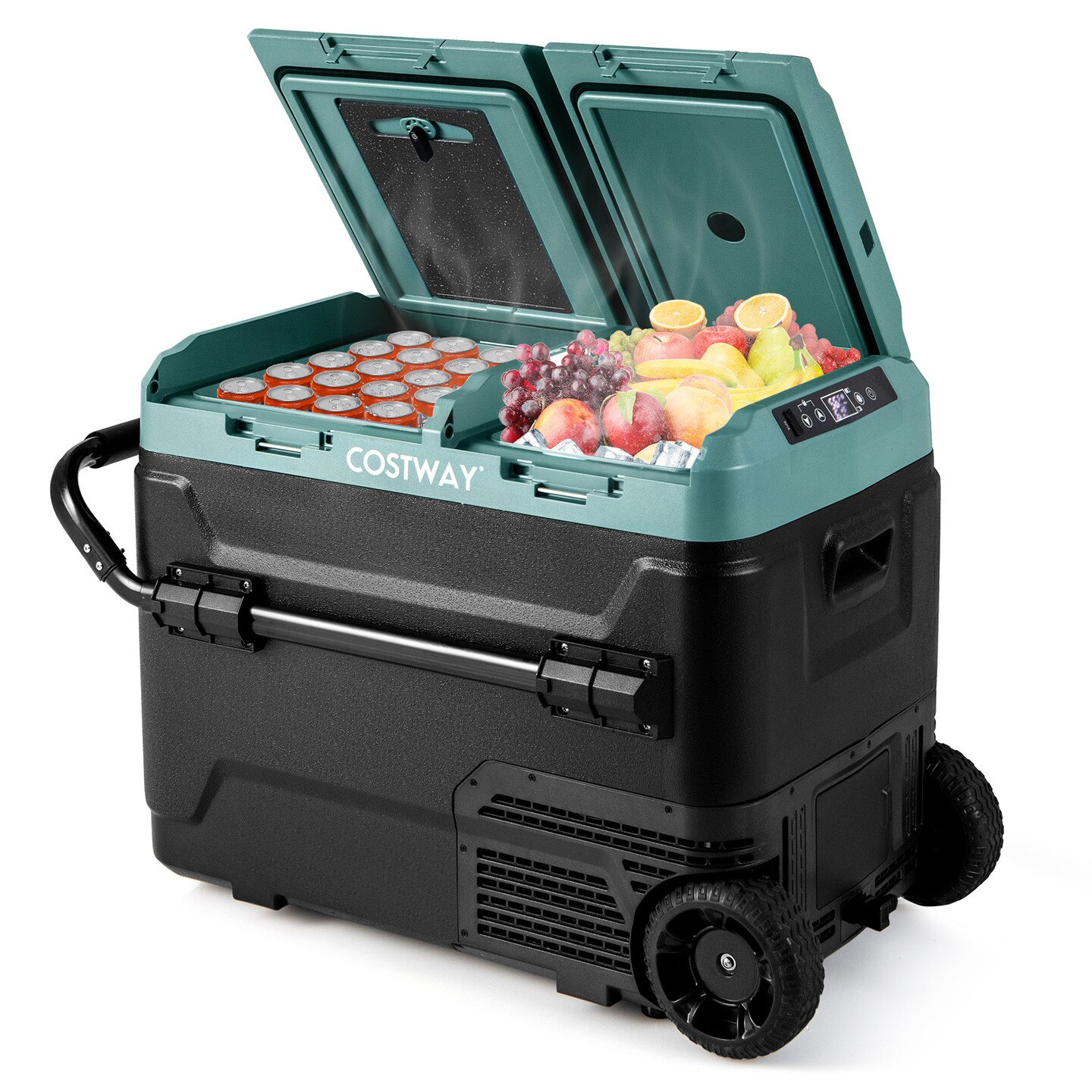 Dual Zone 12V Outdoor Car Refrigerator with 2 Working Modes Perfect for Camping or Travel