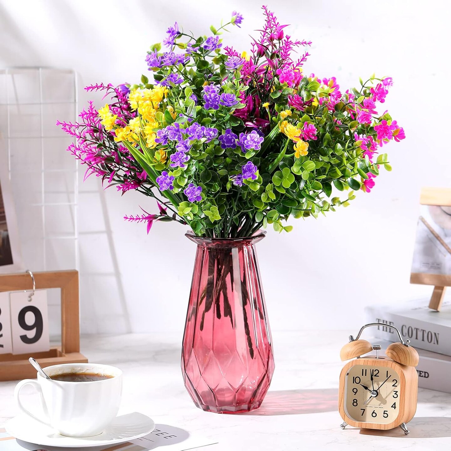 24 Bundles Artificial Fall Flowers – Faux Boxwood & Shrubs for Outdoor & Home Decor (Classic Style)