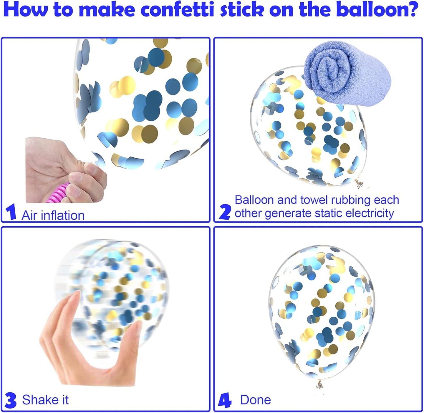 Pink Blue White Balloons,60 Pcs 12 inch Pink Blue and White Pastel Gold Blue Confetti Latex Balloons with 2rolls 33ft Ribbon For Birthday Baby Shower Gender Reveal Party Supplies and Decorations