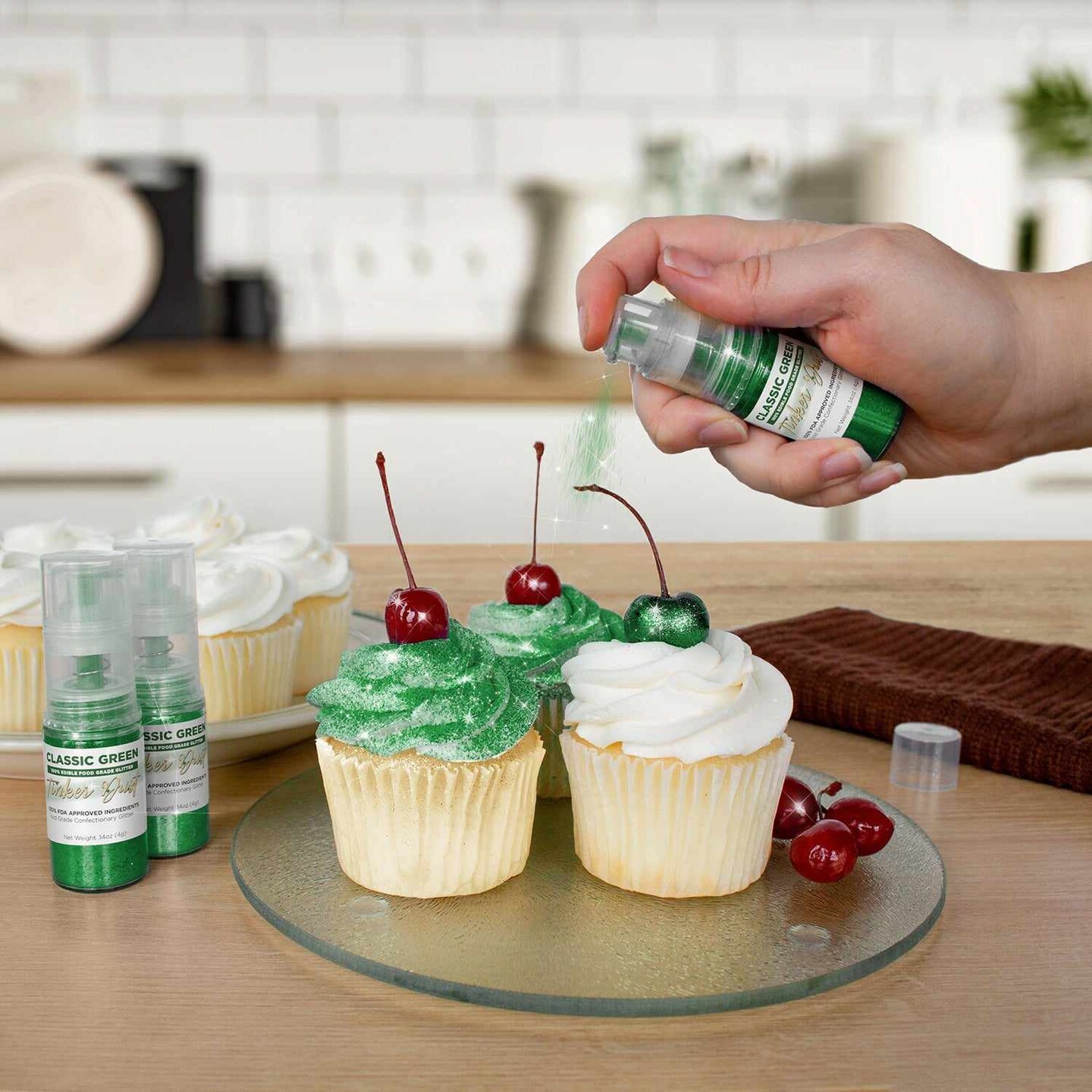 Bakell - Classic Green Tinker Dust Edible Glitter (4g, 1x Spray Pump) for Food, Desserts, and Beverages!