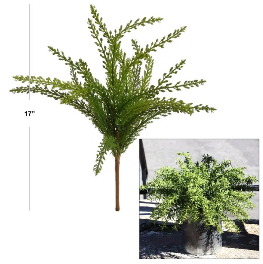 3-Pack 17&#x22; Cedar Bush - Lush Green Faux Fronds for Indoor/Outdoor