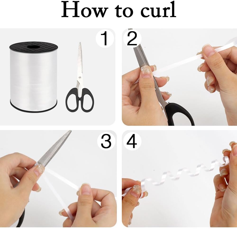 White Curling Ribbon for Gift Wrapping, Balloons, Crafts (500 Yards, Solid, Plastic, Multiple Occasions)