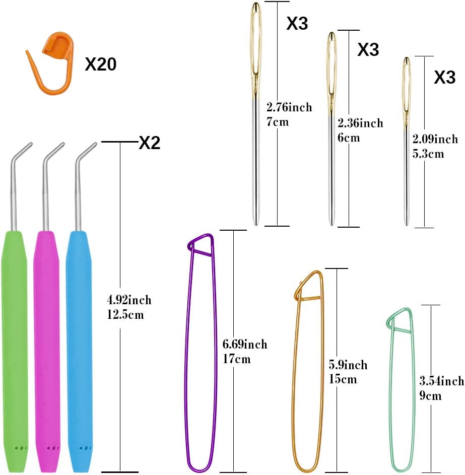 Loom Needle, Loom Hook Set, Colorful Knitting Loom Hook, Large-Eye Sewing Needles, Knitting Stitch Markers, Yarn Stitch Holders