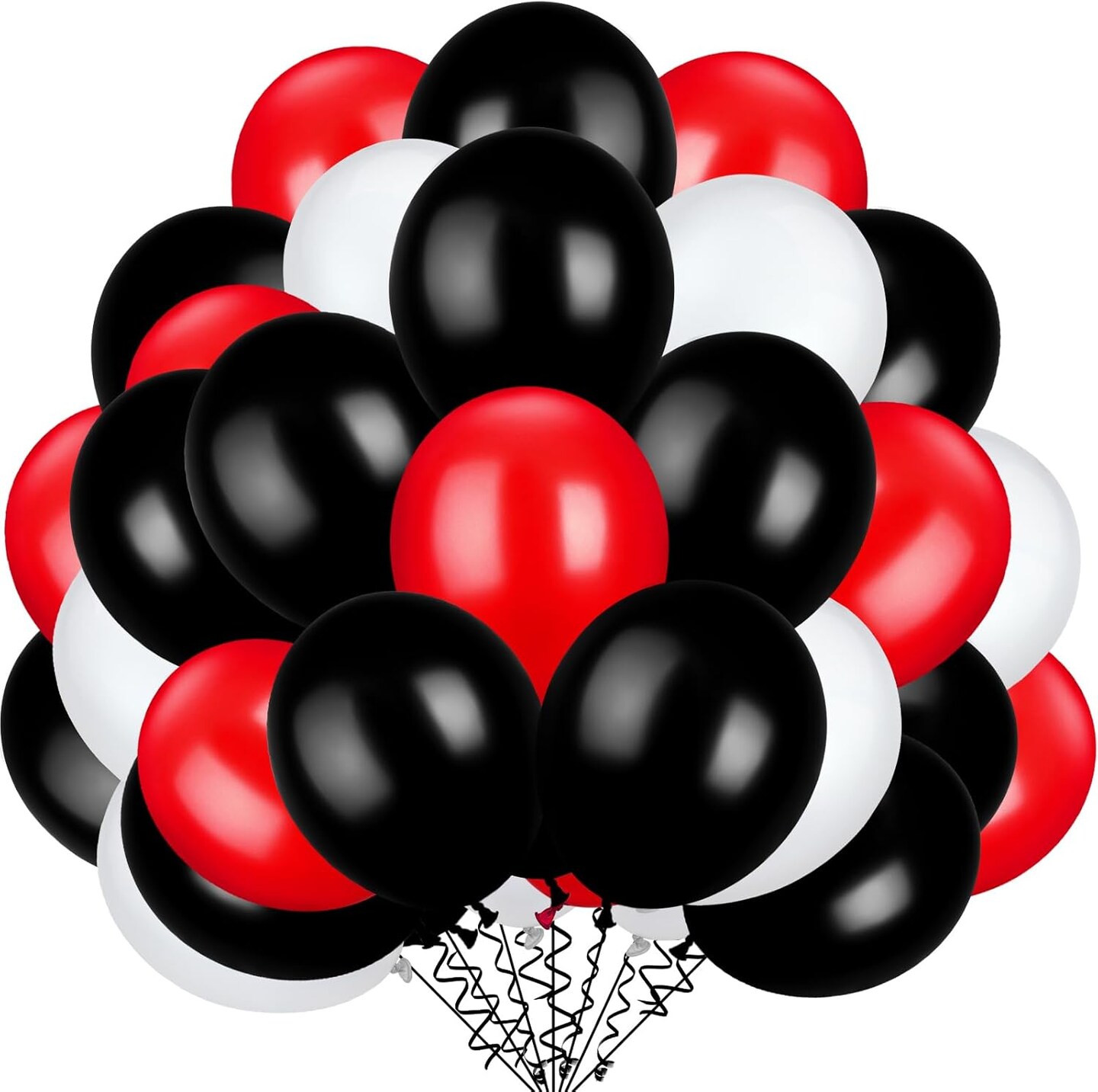 100 Pcs Red Black White Latex Balloons