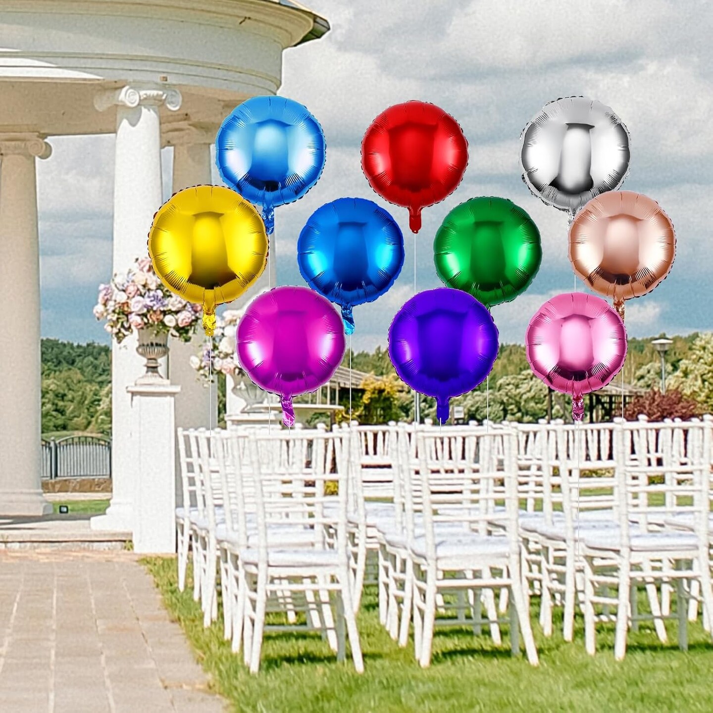100 Pcs 18 Inch Round Foil Balloons Aluminum Foil Helium Balloons Bulk for New Year Party Birthday Baby Shower Graduation Wedding Decor(Mixed Colors)