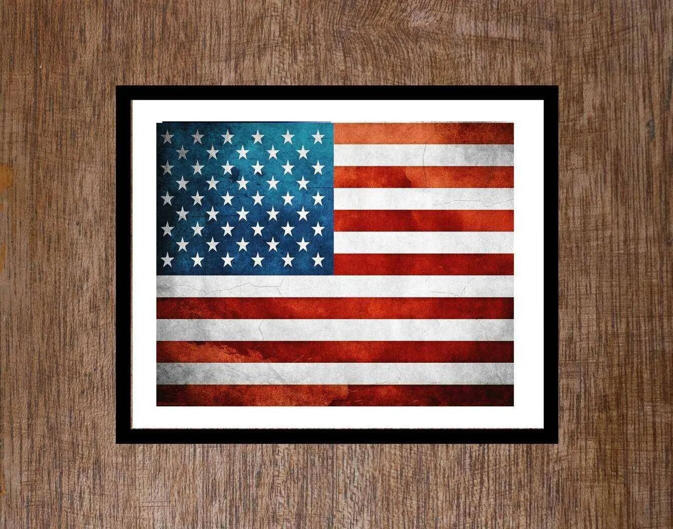 USA Flag State art Vintage American Flag Print