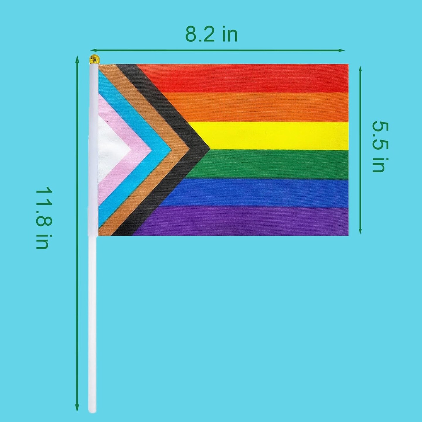 Progress Rainbow Pride Flags, 50 Pack Small Mini Hand Held Stick Flags, Ideal for LGBT Parades, Pride Month, Office & Home Decor, Multicolor, 11.8 inches x 8.2 inches