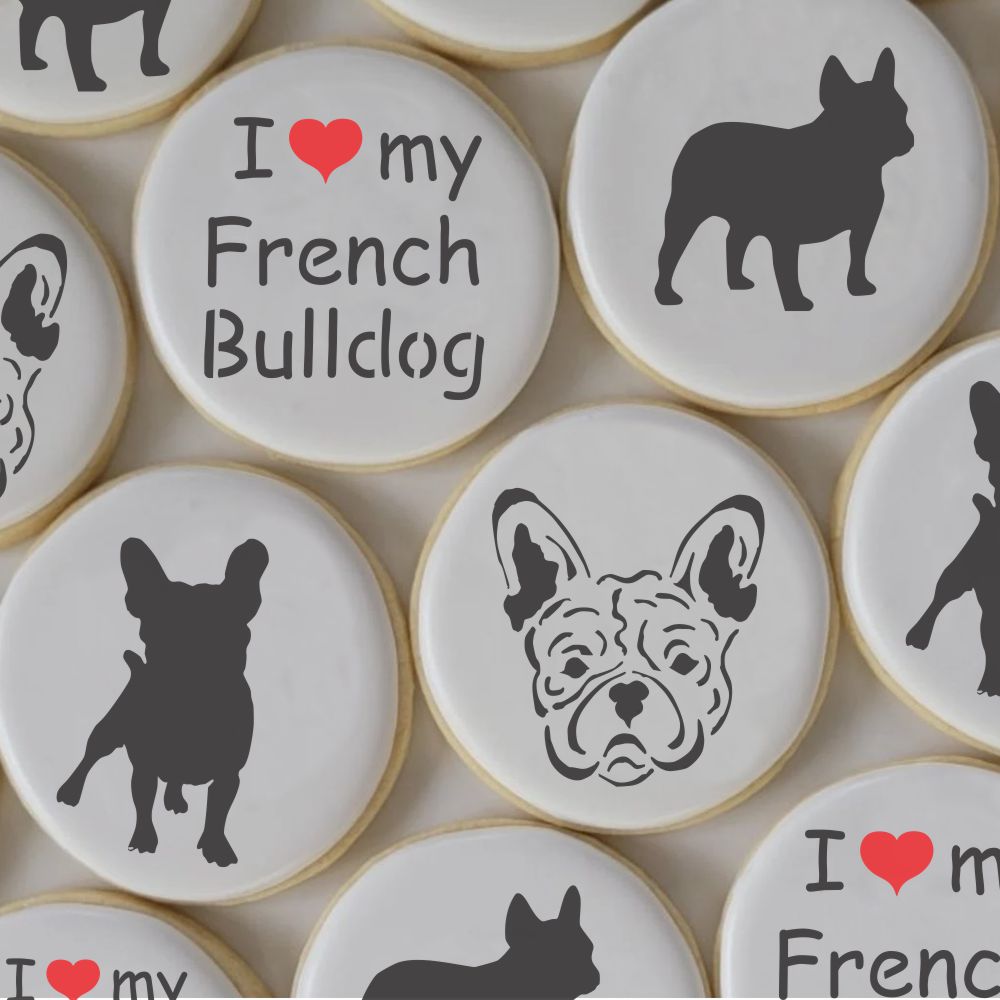 I Love My French Bulldog Cookie &#x26; Craft Stencil | CM188 by Designer Stencils | Cookie Decorating Tools | Baking Stencils for Royal Icing, Airbrush, Dusting Powder | Craft Stencils for Canvas, Paper, Wood | Reusable Food Grade Stencil