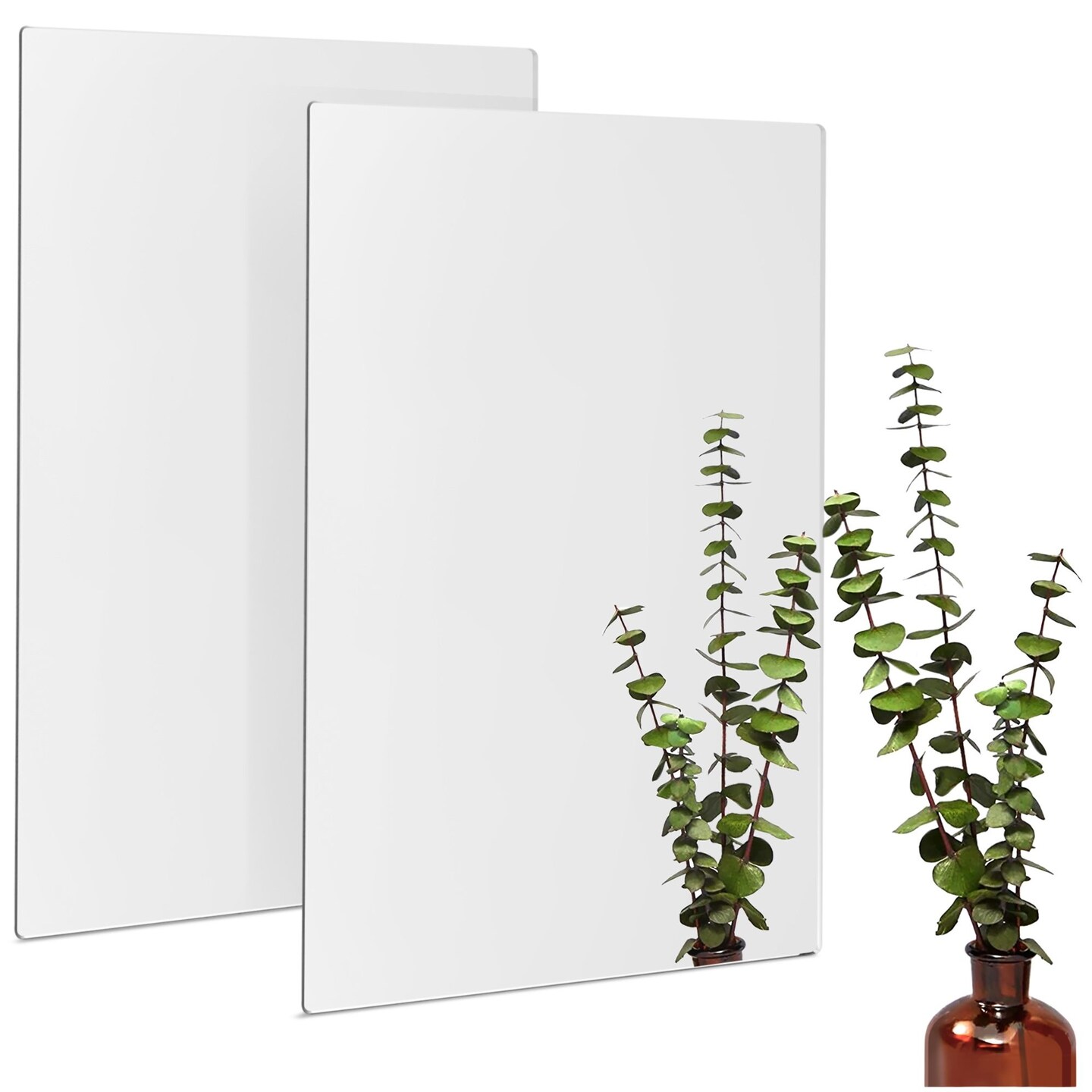 Bright Creations 2 Pack Acrylic Mirror Sheets for Wall Decor, 3mm 17x11&#x22; Shatter Resistant Frameless Tiles for Mounted Mirror, Bedroom, Home Gym, Bathroom, Kitchen, Door