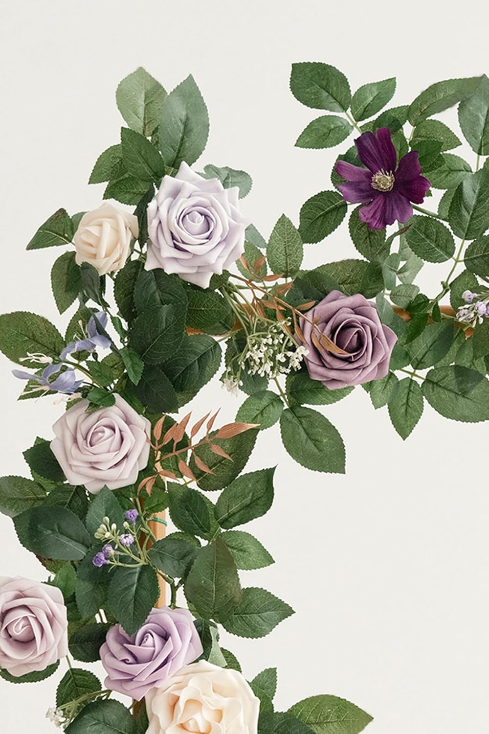 5FT Light Purple Artificial Summer Flower Garland Rose Leaves Lilac Floral Garland Arch Flowers Vine Lavender Table Garland