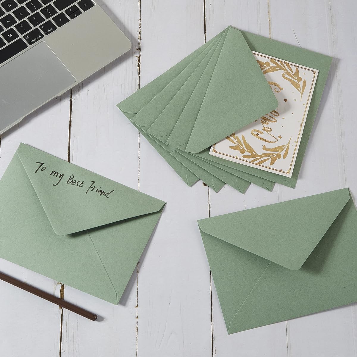 50 Pieces Sage-Green A6 Envelopes Greeting Card Envelopes 6 1/2 x 4 3/4 Inches for 4 x 6 Wedding Invitation Cards, Greeting Cards, Birthday Party Invitations