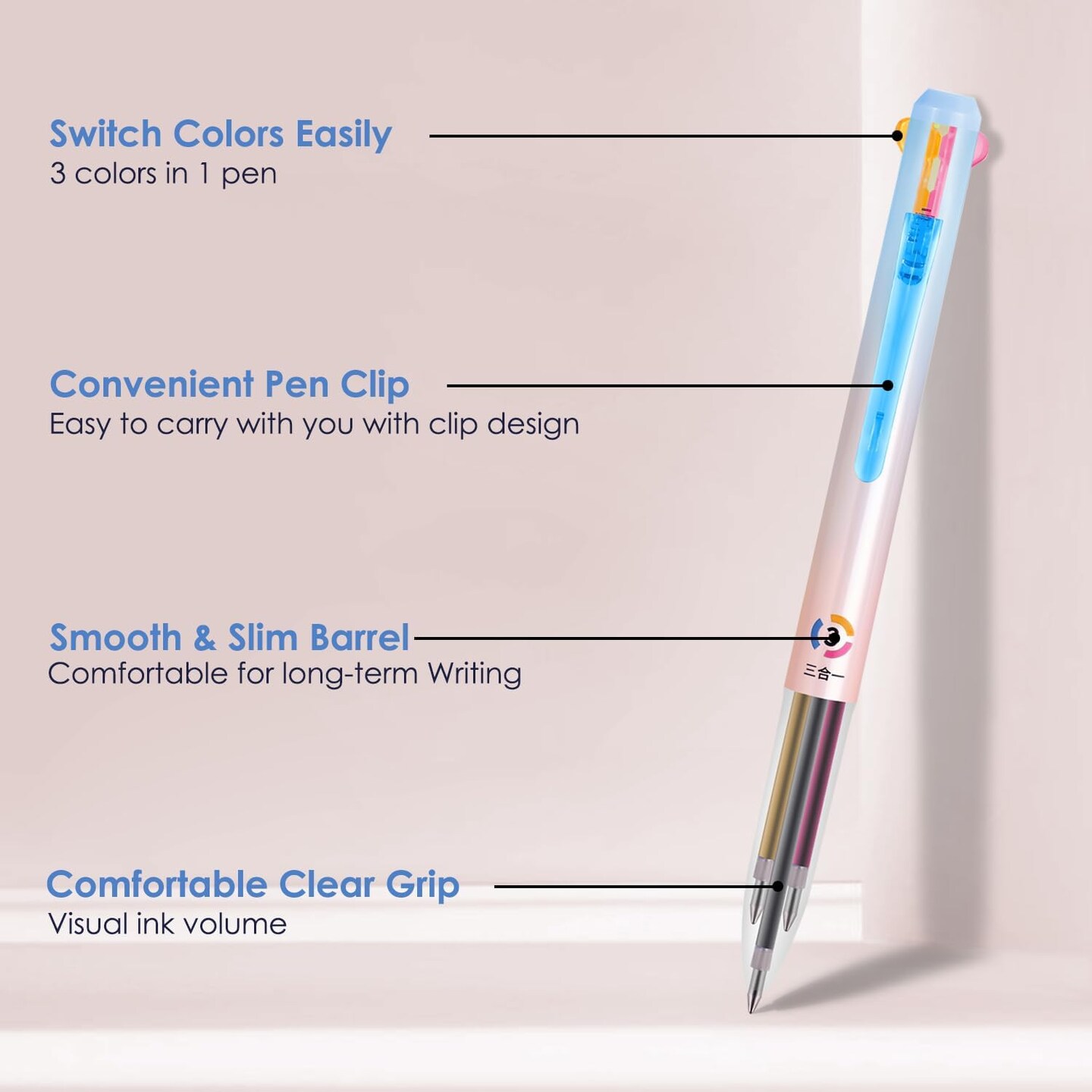 6Pack Multicolor Pens,0.5mm 3-in-1 Multicolor Gel Ink Pen,18 Colors Retractable Gel Ink Pens for Office, School Supplies