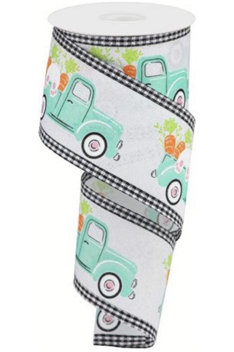 2.5&#x22; Bunny Carrots Truck 3 in 1 Ribbon: White (10 Yards)