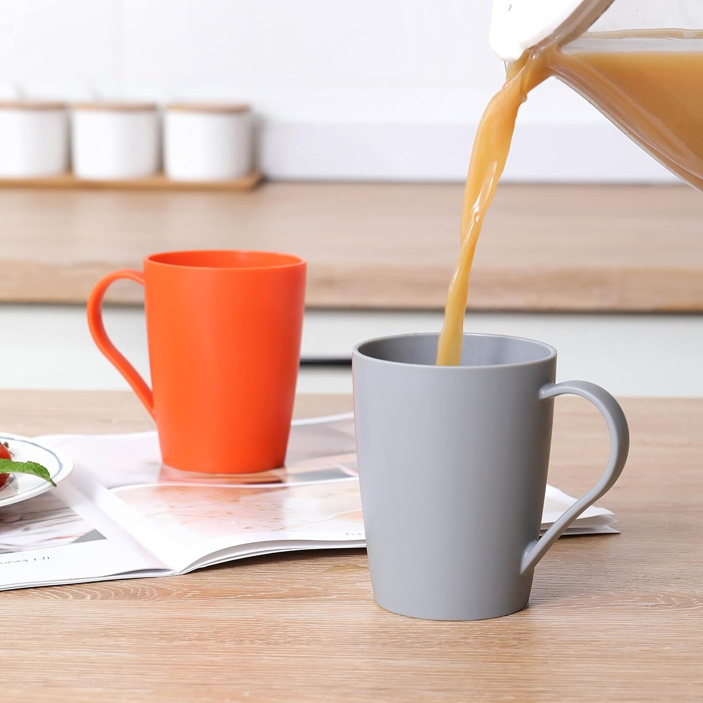 Coffee Mugs Set of 6, Plastic Coffee Cups Set, 12 Ounce Unbreakable Coffee Mug Plastic