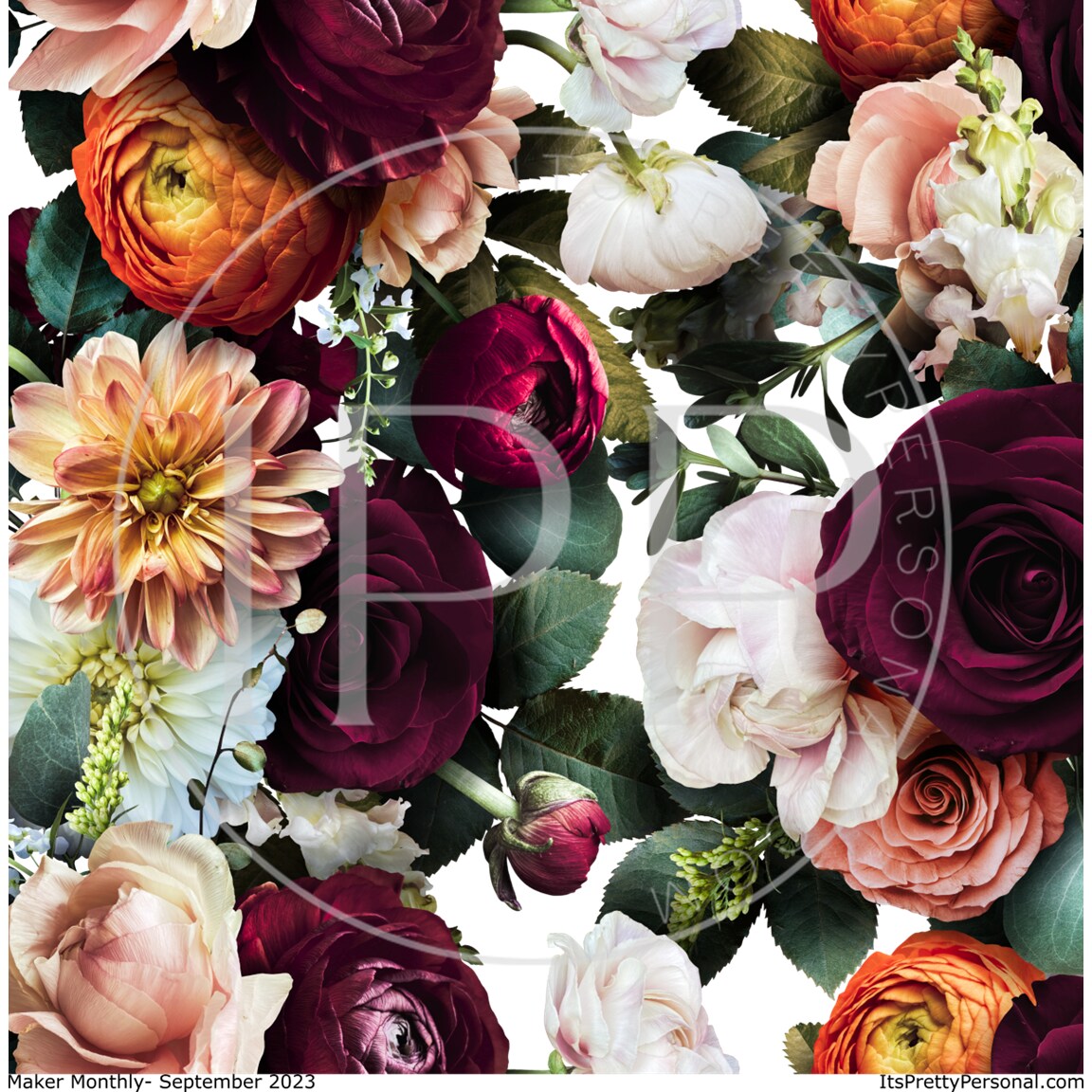 #484 Fall Detailed Floral- September Maker 2023  12x12 Pattern Vinyl