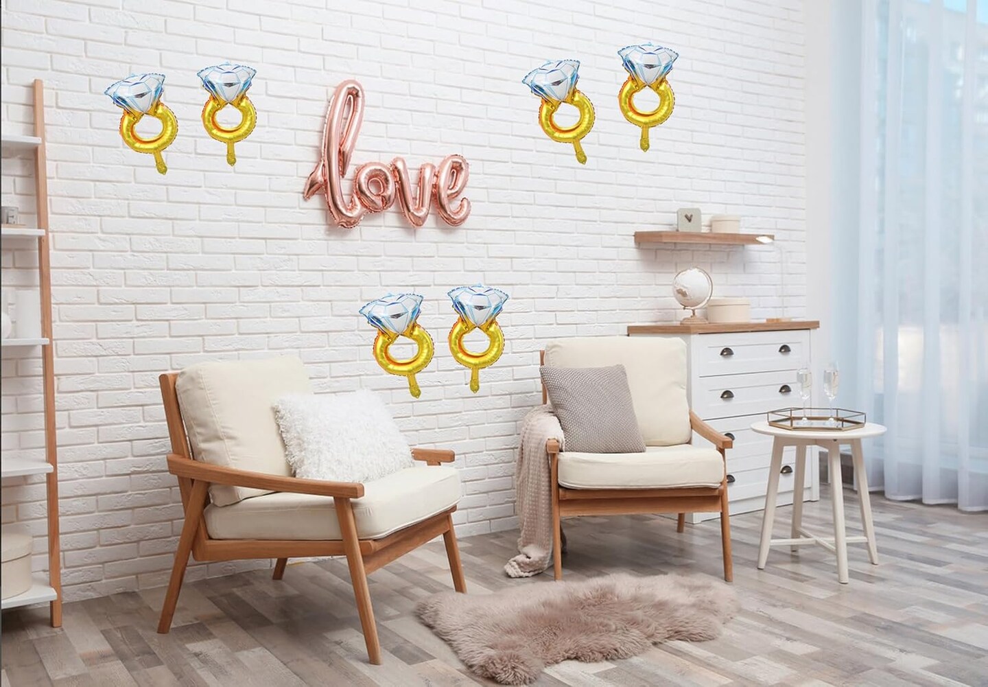 10Pcs Mini Ring Diamond Balloons for Anniversary Engagement and Wedding Party Decoration