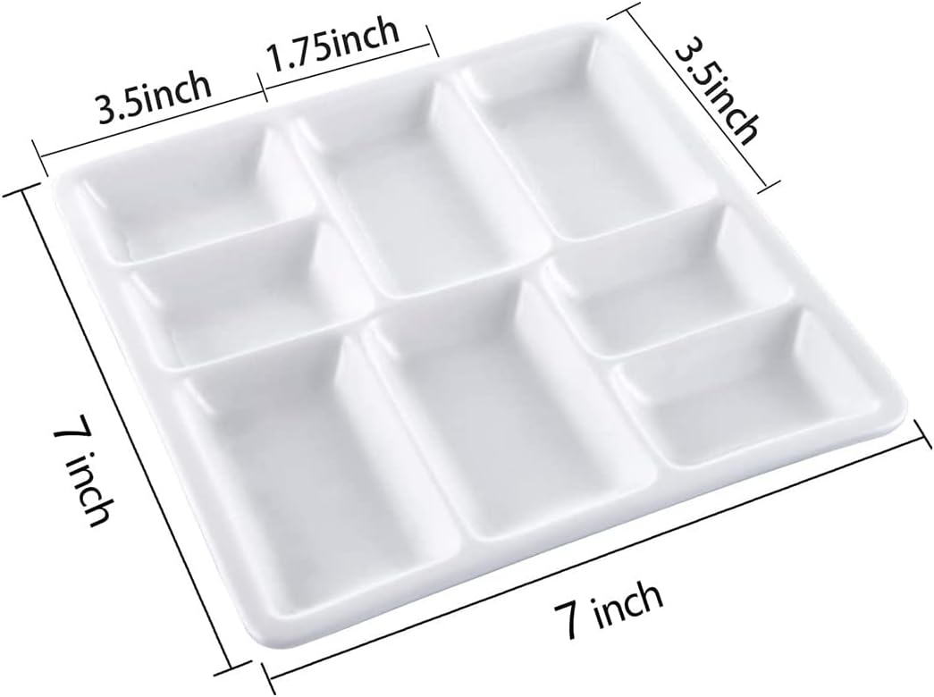 8-Well Porcelain Artist Paint Palette, Mixing Ceramic Watercolor Palette, Mixing Tray for Watercolor Gouache Acrylic Oil Painting 8 Inch