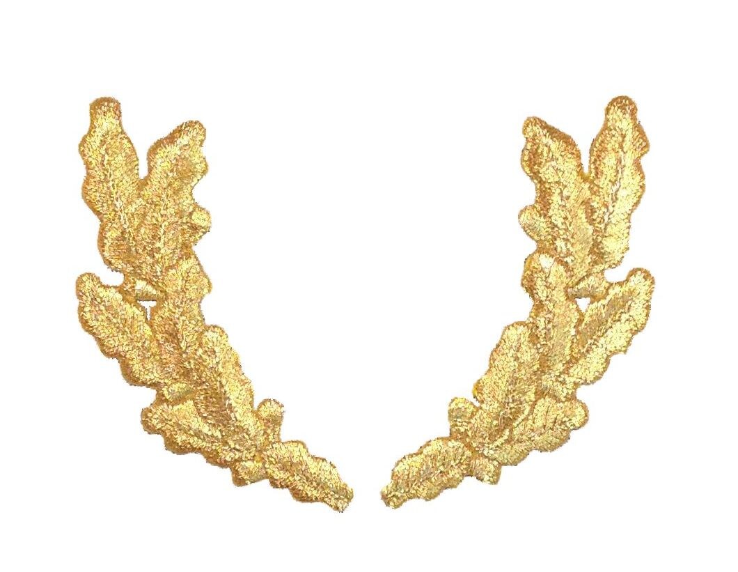 Metallic Gold, Oak Leaves, Embroidered, Iron on Patch