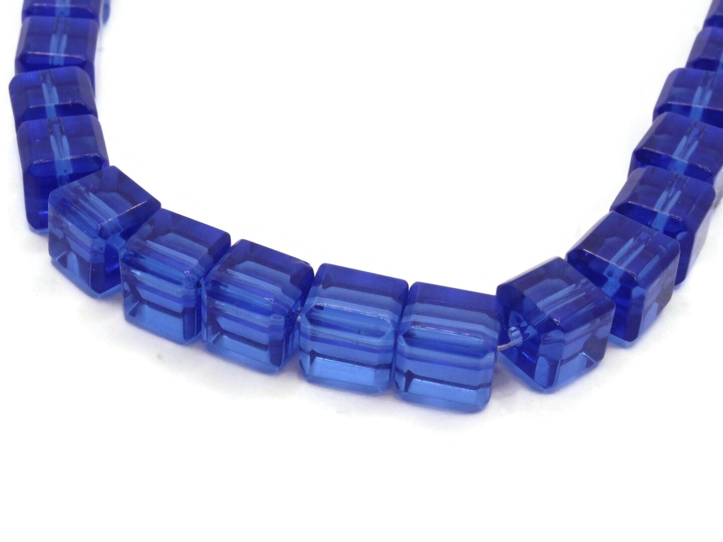 20 10mm Royal Blue Glass Cube Beads