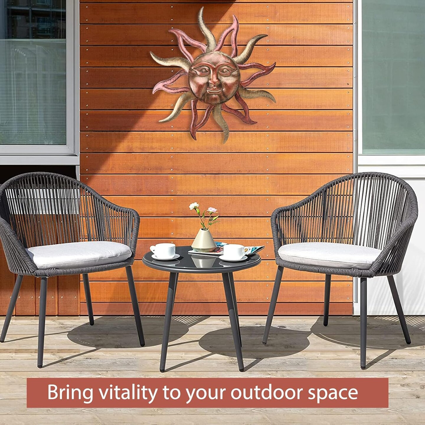 Outdoor Summer Wall Decor Rust Proof, Sun Face Metal Wall Art Decor Hanging for Indoor Outdoor, Patio, Fence, Garden(26 Inch)