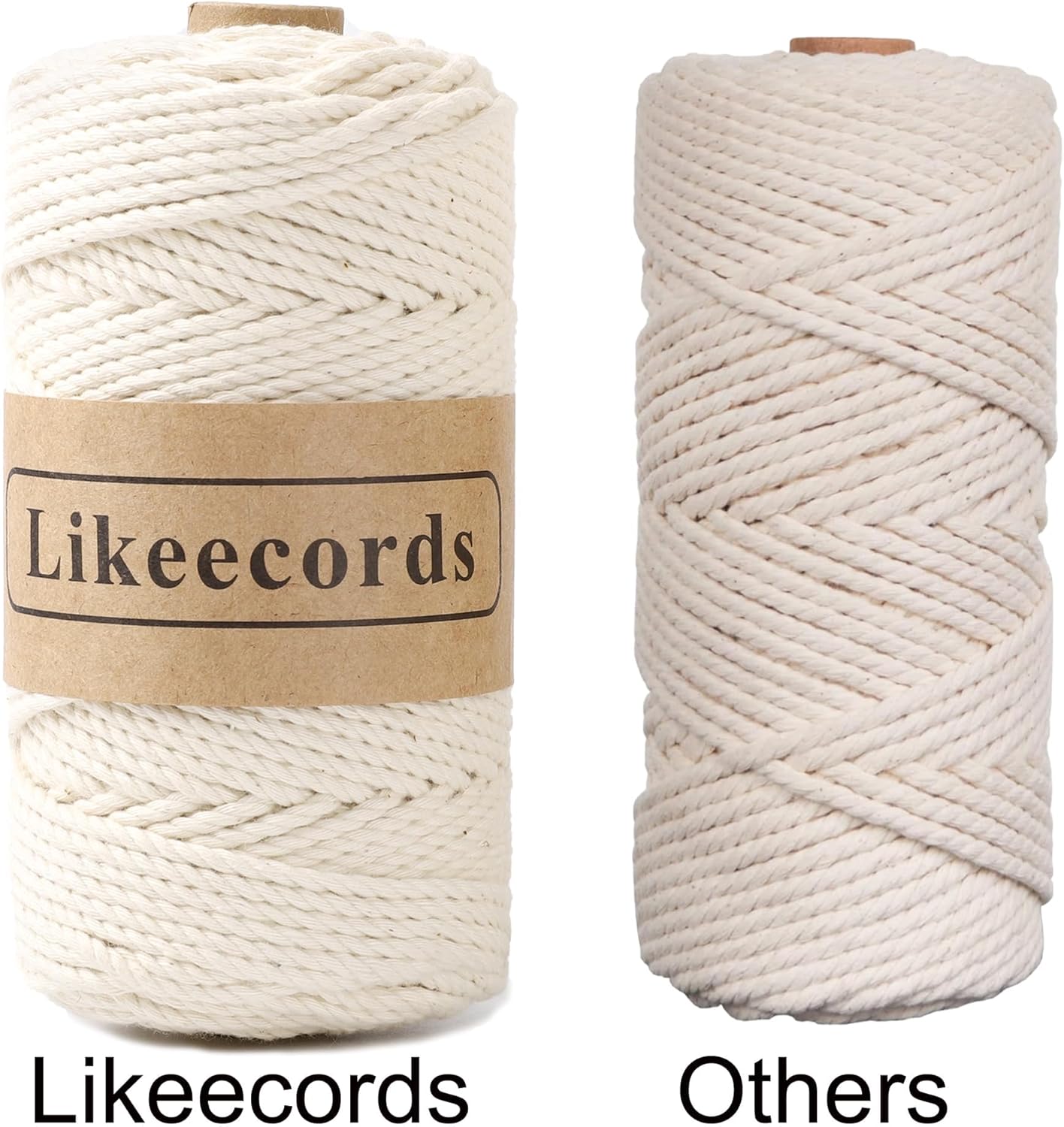 Cotton Macrame Cord, 3mm x 100m, 3 Strand Twisted, Macrame Rope &#x26; String for Craft, Knitting, Plant Hangers, Wedding &#x26; Christmas Decor (Natural White)