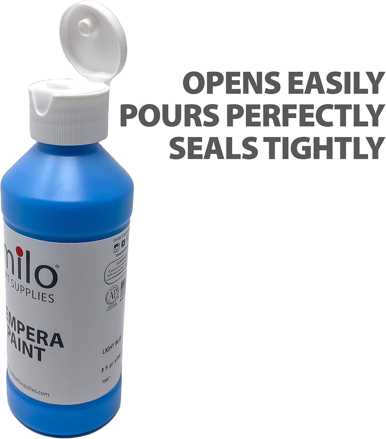 12-Color Washable Tempera Paint Set, 8 oz Bottles – Non-Toxic, Made in USA for Arts & Crafts