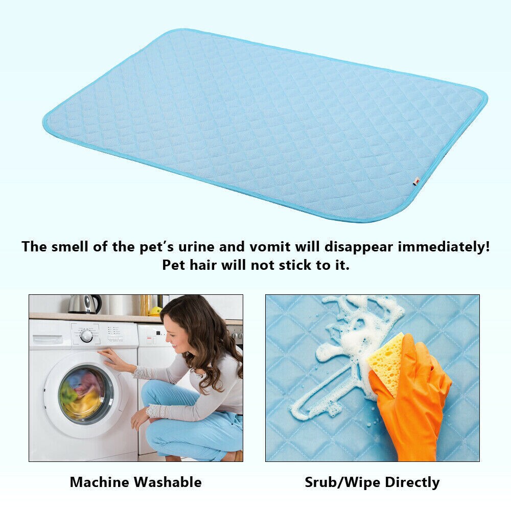 Pet Cooling Bed Mat for Dogs &#x26; Cats - 24x36 Inch Machine Washable Cooling Blanket, Portable Summer Heat Relief for Medium/Small Pets (Blue)