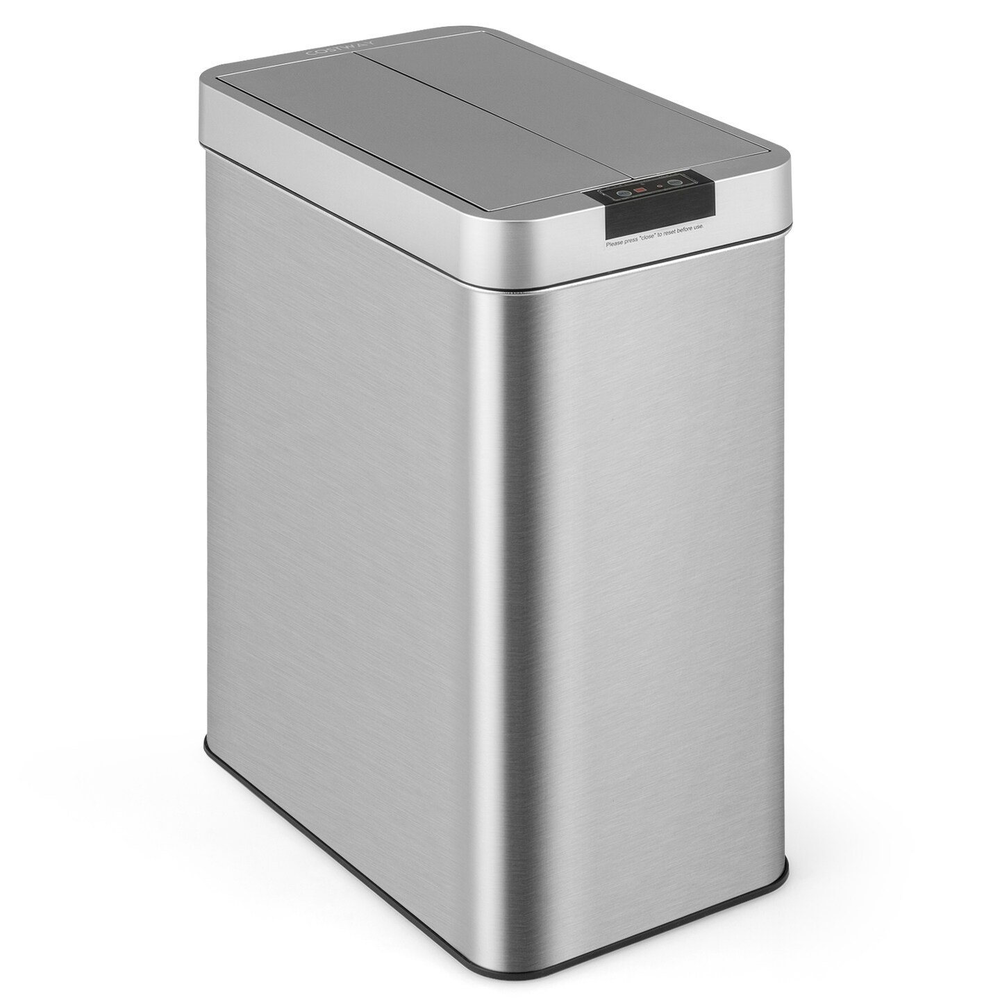 13.2 Gallon Slim Stainless Steel Motion Sensor Trash Can with Wing Lids Perfect for Kitchens or Offices