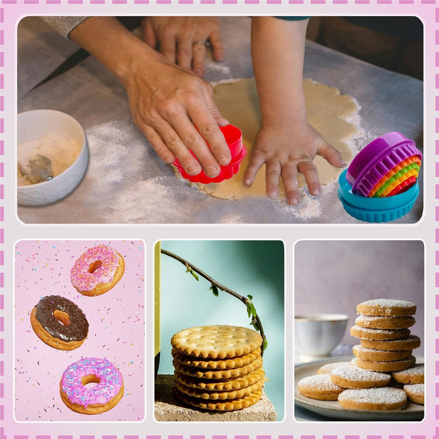 Cookie Cutter Set - 6 PCS Perfect for Baking Unique Flower, Round, and Circle Cookies