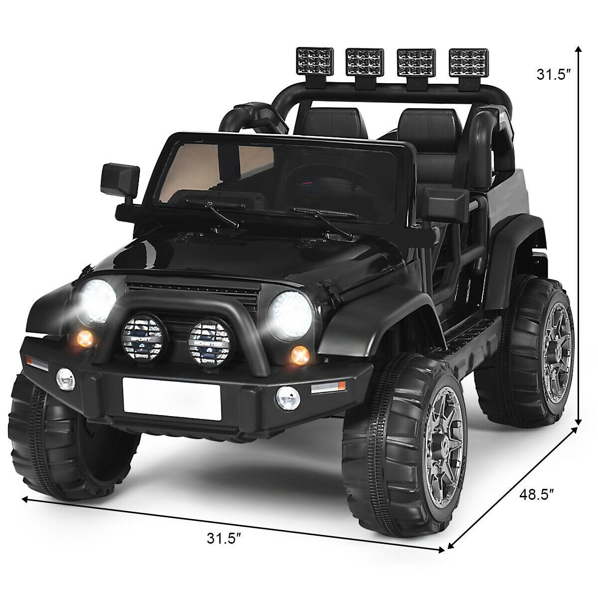 2-Seat Ride-On Car Truck with Remote Control, LED Lights, Music and Safety Features