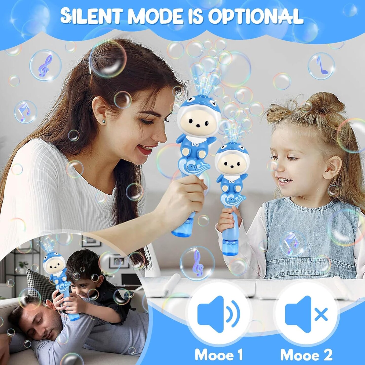 Bubble Toys Bubble Wands for Kids Light Up Bubbles Machine Blower Maker with Bubble Solution Outdoor Toy Gift